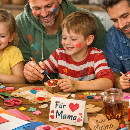 Vater-Kind basteln f&uuml;r Muttertag ...